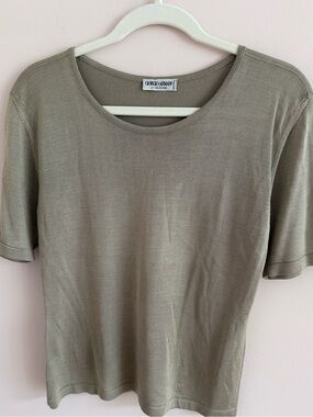Giorgio Armani Taupe Short Sleeve Silk Top